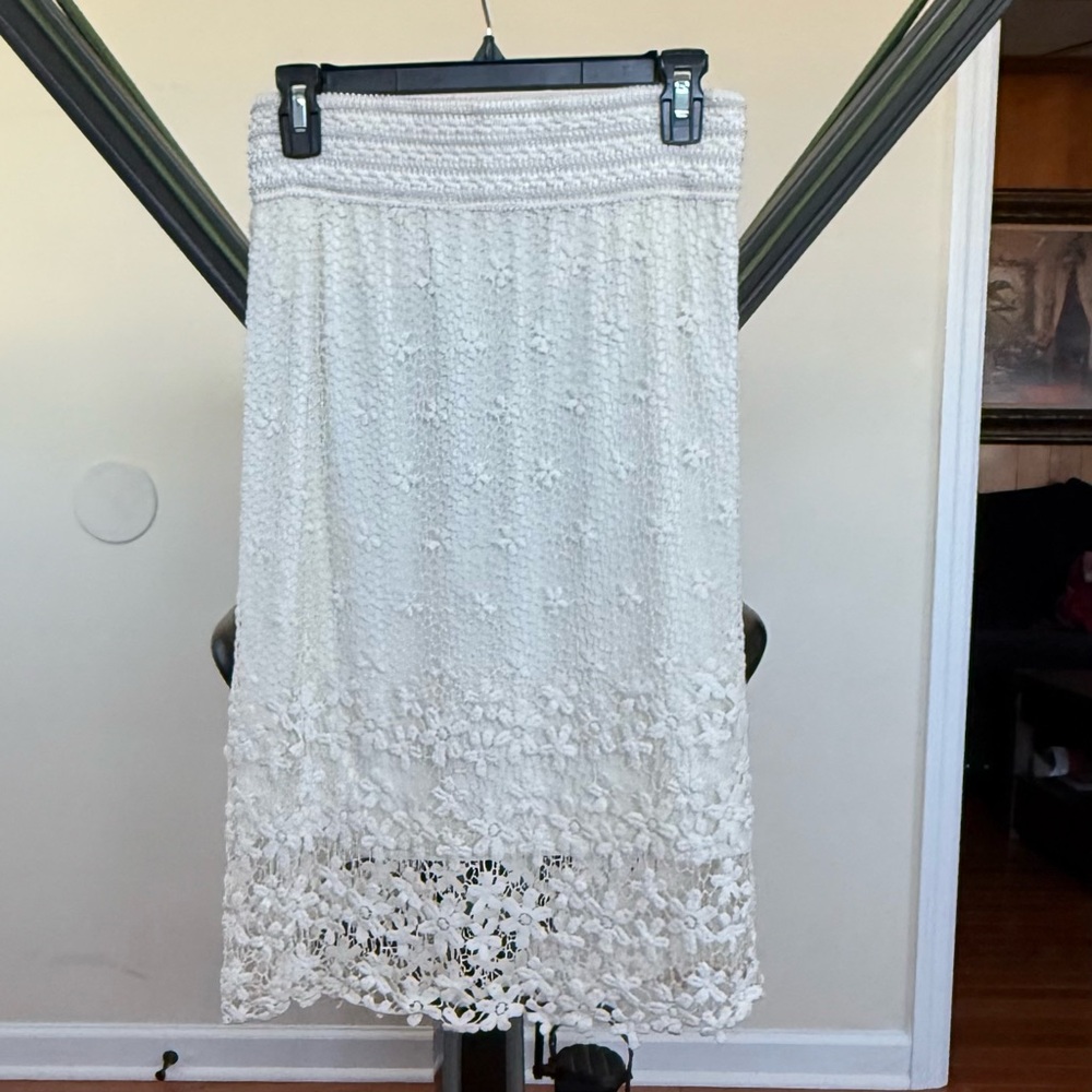 Cirana Crochet Women's Floral Knee Skirt A-Line Stretch Lined size M